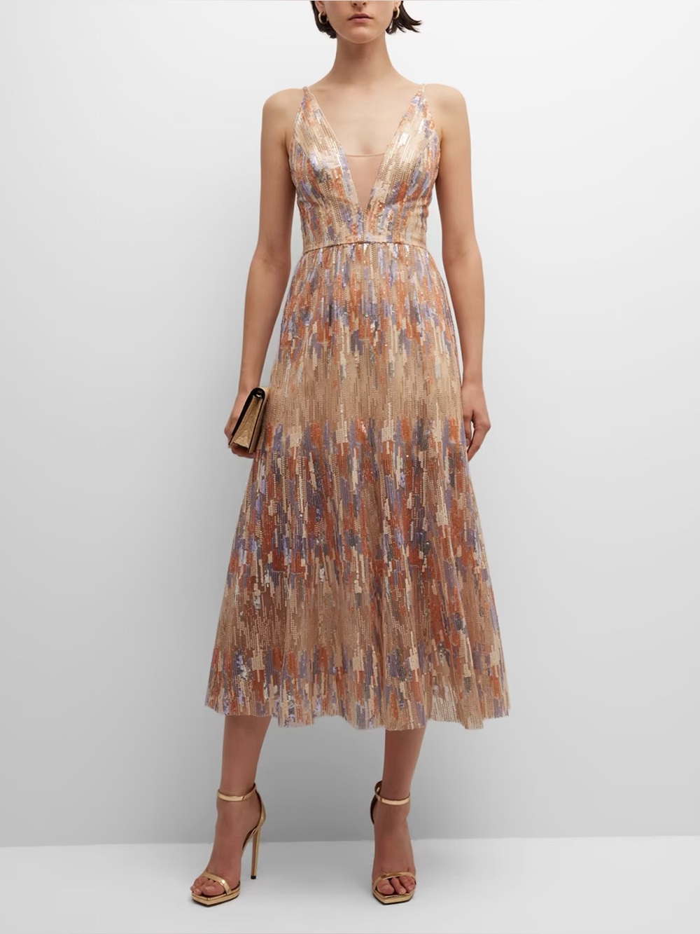 Dress The Population - Sierra Sequin Plunge Neck Gown XL
